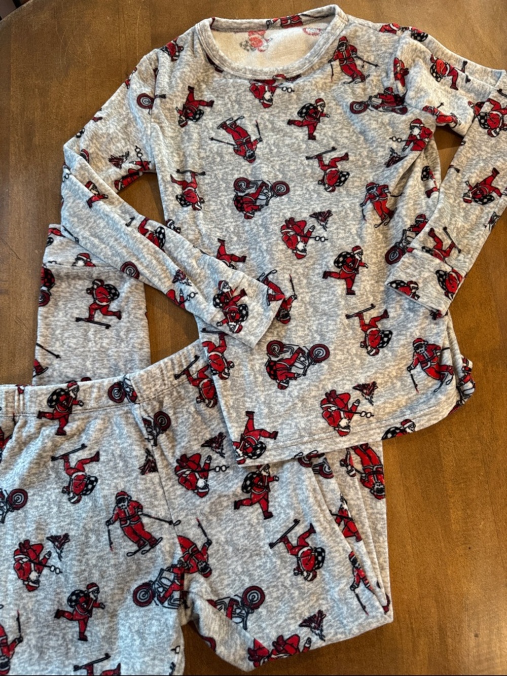 Cat & Jack Grey and Red Santa Motorcycle Pajama Set